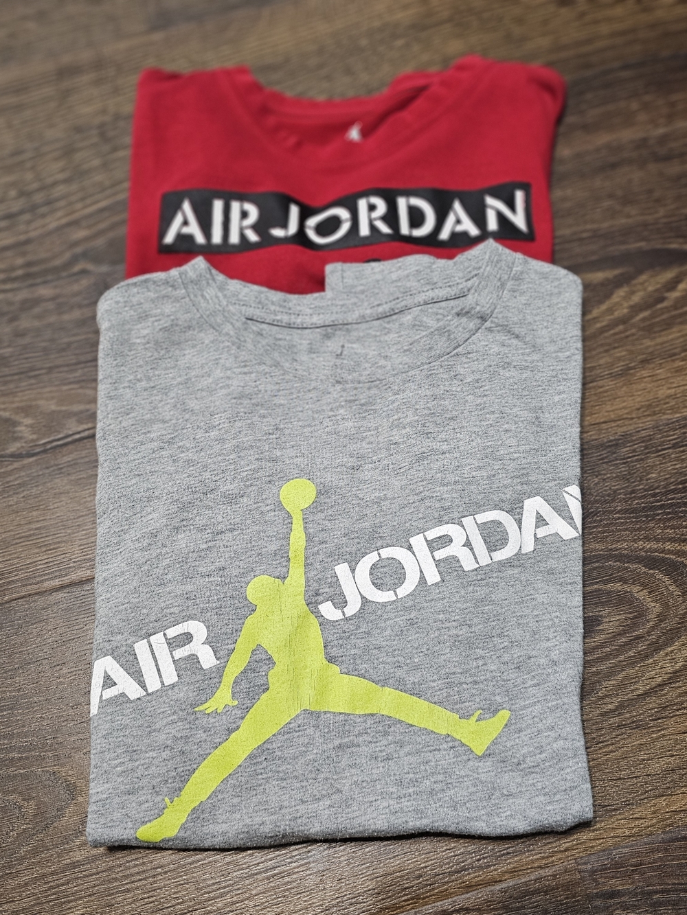 Air Jordan Lot of 2 Boys T-Shirts Size Large Jumpman Red Gray Logo